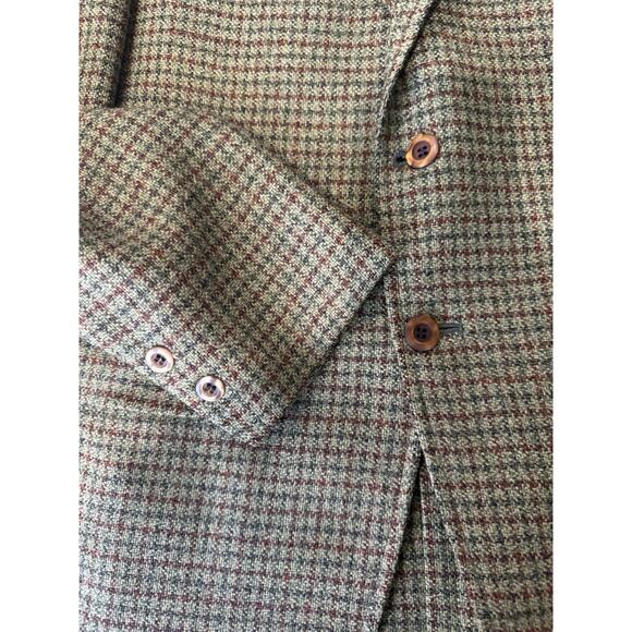 Botany 500 Blazer Bledsoe’s Mens’s Shop Green Houndstooth Wool 41 Regular Vtg - Picture 7 of 8